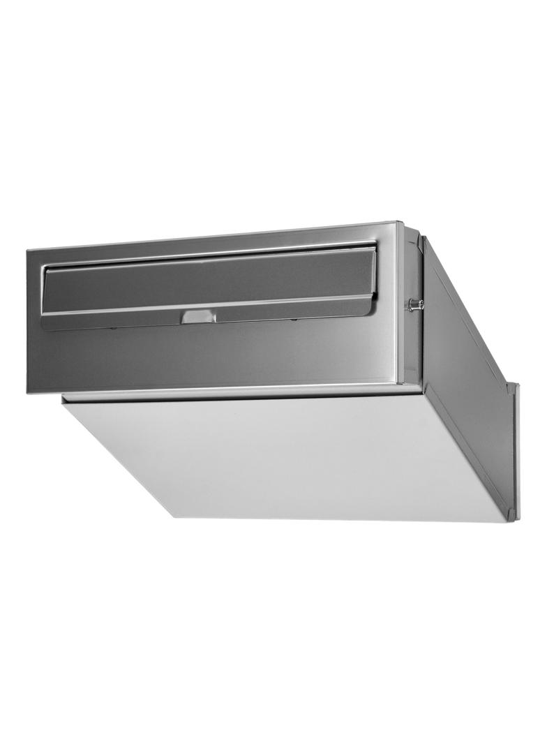 Skrzynka na listy przelotowa SAMOA ze stali nierdzewnej, z zamkiem bębenkowym, inox