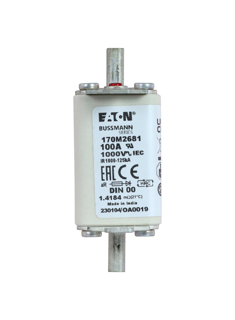 100A 1000V aR DIN 00 TYPE T FUSE Wkładka szybka 100A AC 1000V DIN 00 aR DIN IEC nieizolowan 170M2681