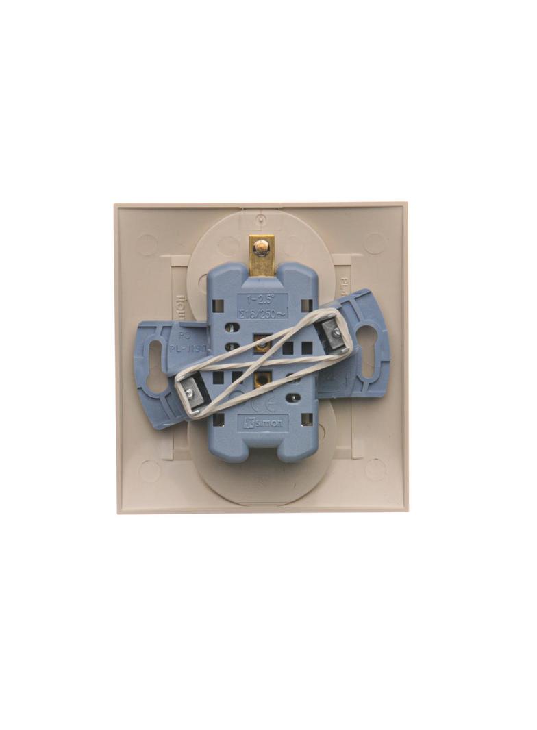 Simon 54 Gniazdo z/u podwójne z funkcją niezm. faz16A z. śrub. monoblok kremowy