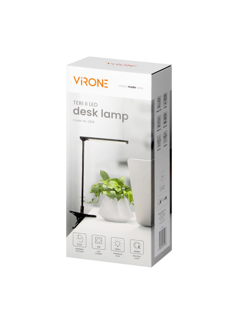 TERI II LED, lampka biurkowa z klipsem, 5W, 260lm, 4000K, czarna