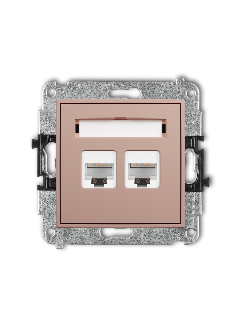 ICON Mechanizm gniazda komputerowego podwójnego 2xRJ45, kat. 6A, 8-stykowy łososiowy