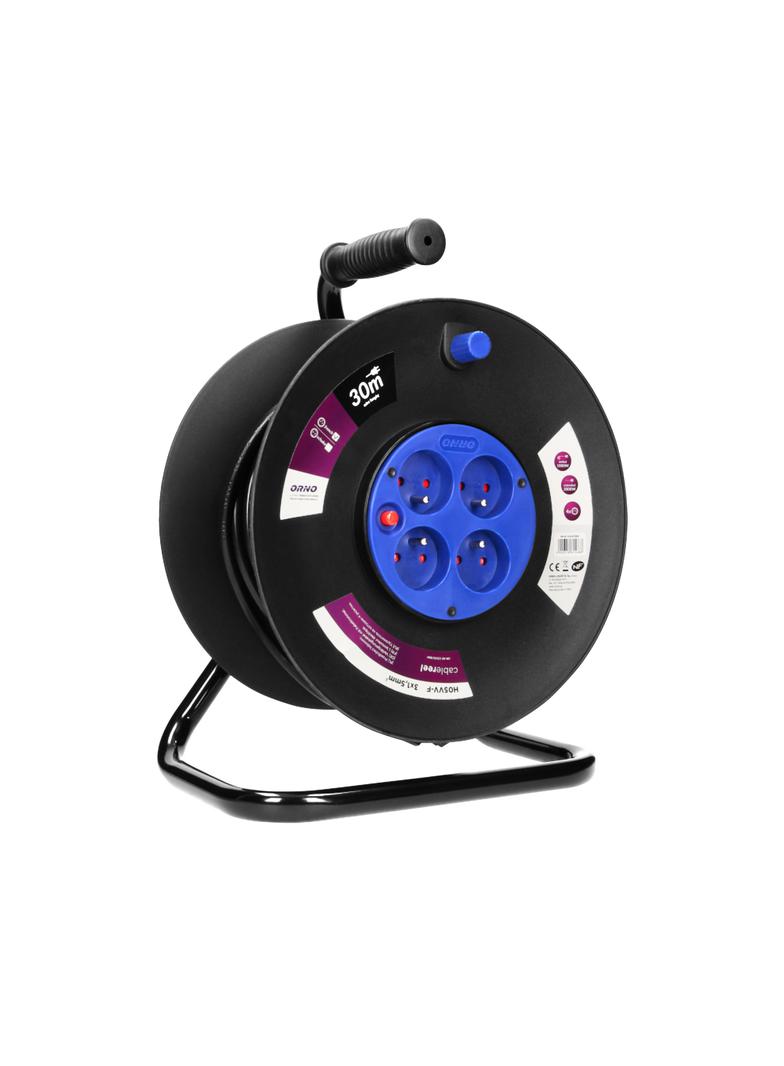 Przedłużacz bębnowy 4 gniazda kabel PVC H05VV-F 3x1.5mm2 długość - 30m Termik Przesłony to OR-AE-131