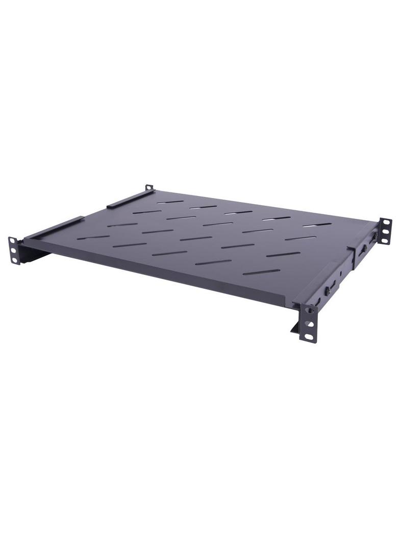 Półka regulowana 19" 1U o głębokości 350-450mm, mocowana w 4 punktach