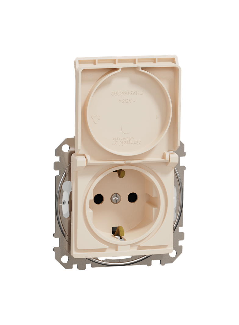 Sedna Design & Elements Gniazdo schuko z przesłonami IP44 beżowy SDD212023 Schneider