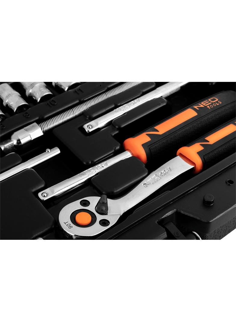 Klucze nasadowe, 1/4”, CrV, zestaw 46 szt.