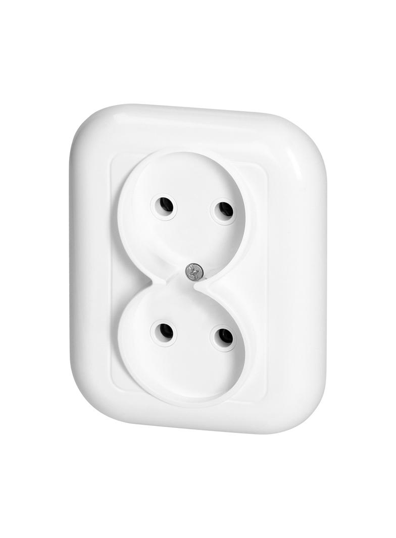 Gniazdo podwójne podtynkowe 2x2p 16A, 250V, FAN, biały