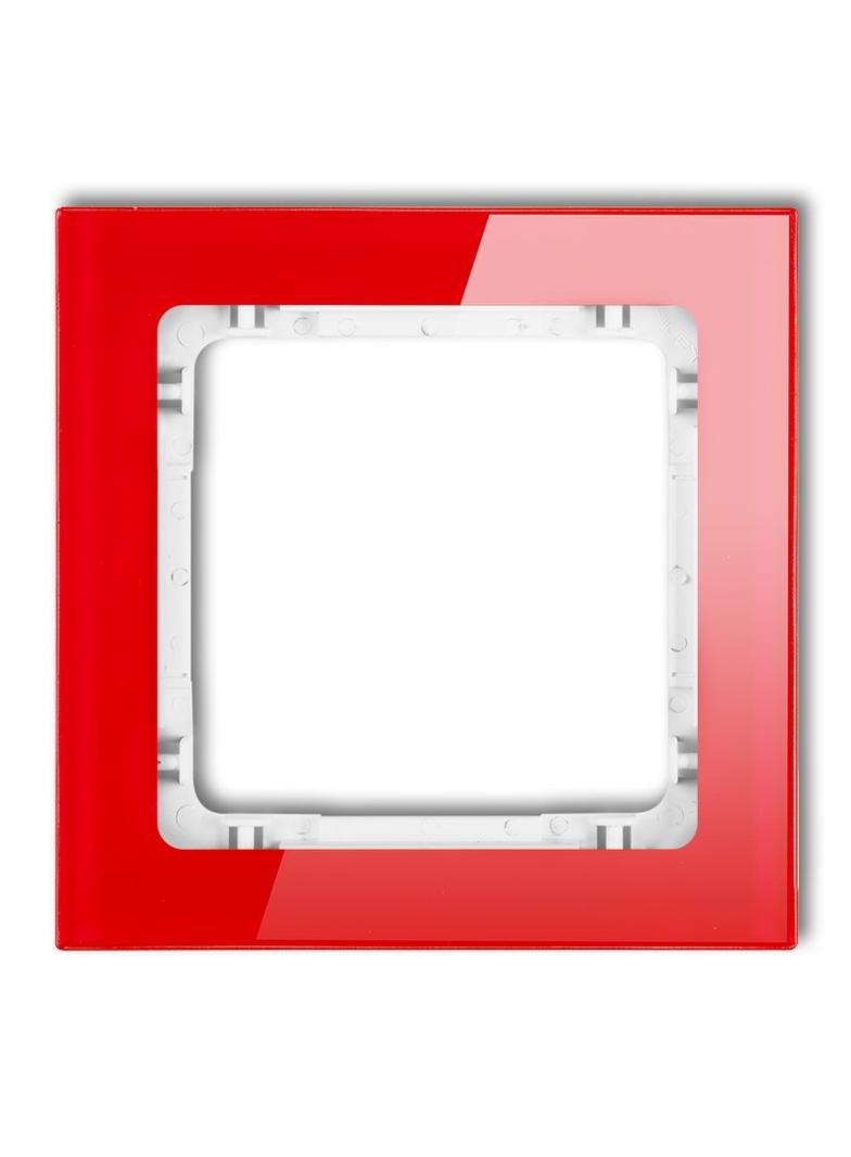 DECO Ramka uniwersalna pojedyncza - efekt szkła (ramka: czerwona; spód: biały)