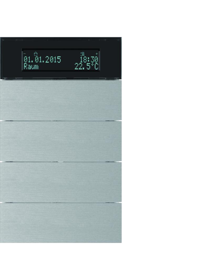 BERKER B.IQ Przycisk poczwórny z regulatorem temperatury i wyświetlaczem aluminium 75664594 HAGER