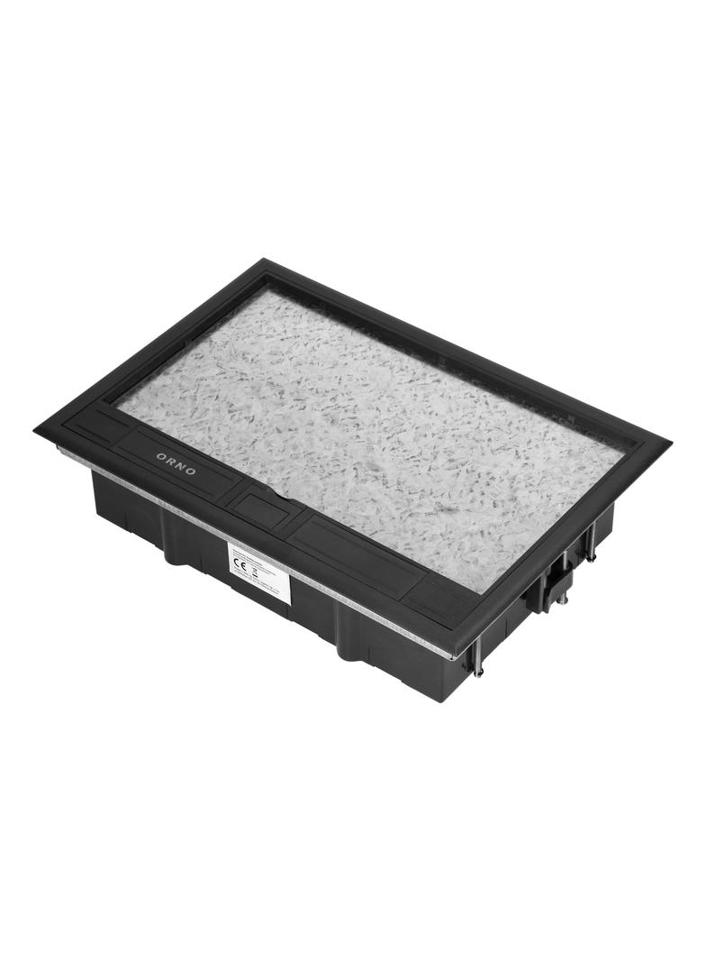 Puszka podłogowa na gniazda modułowe 8 x 45x45mm lub 16 x 22,5x45mm, pokrywa: materiał własny, czarn