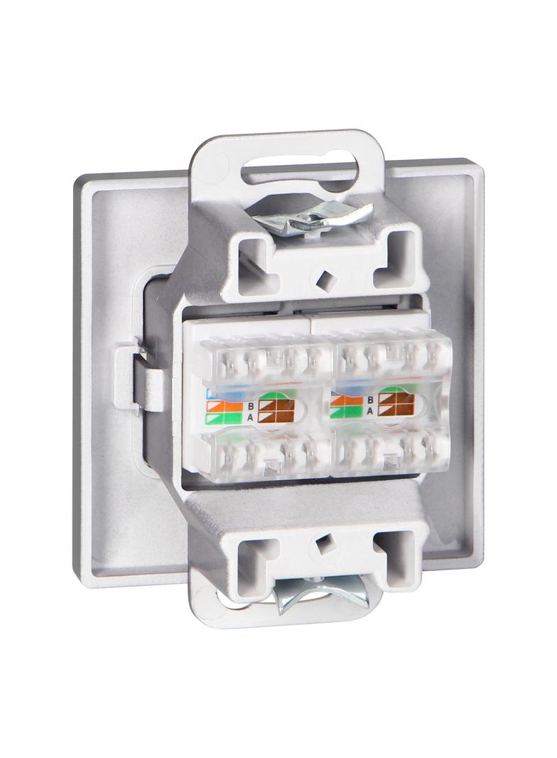 Gniazdo 2xRJ45 Cat5 Pearl, RJ45-5CAT/P2, antracyt