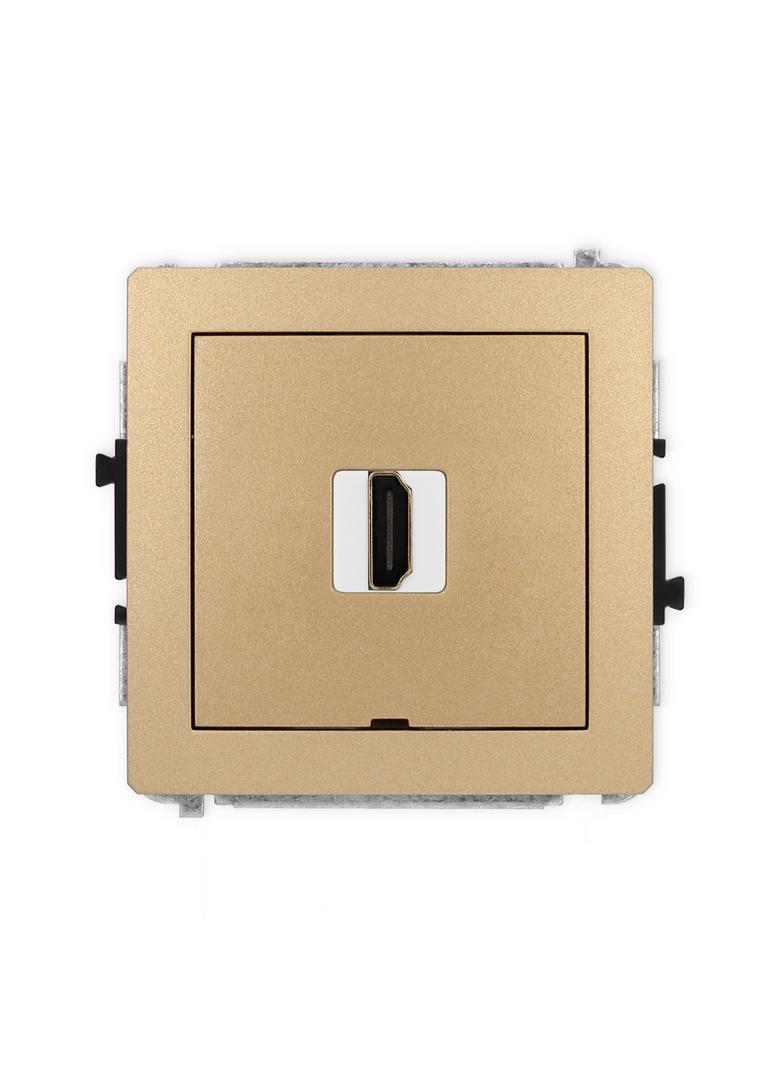 DECO Mechanizm gniazda pojedynczego HDMI 2.0, bez pola opisowego złoty metalik