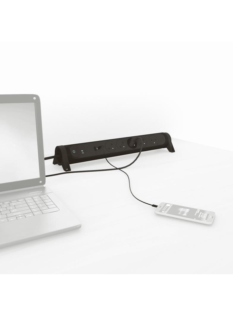 PRZEDŁUŻACZ PREMIUM, OBROTOWY, 5X2P+Z, USB A+C, Z OGRANICZNIKIEM PRZEPIĘĆ, Z PRZEWODEM 1.5 METRA 3X1