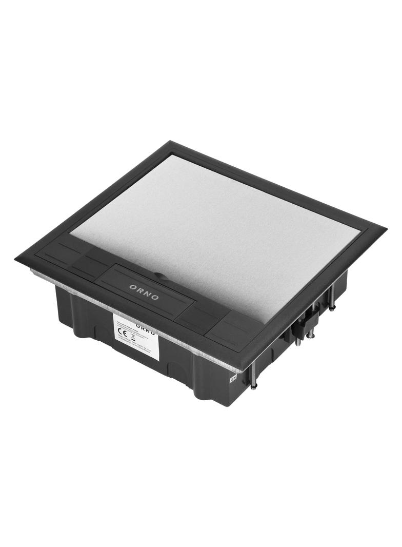 Puszka podłogowa na gniazda modułowe 6 x 45x45mm lub 12 x 22,5x45mm, pokrywa: stal nierdzewna, czarn