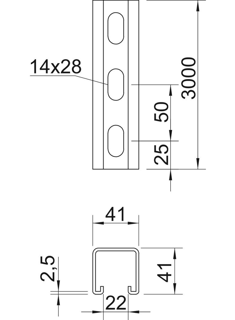 MS 41 LS 3M 2 FT, Szyna profilowa