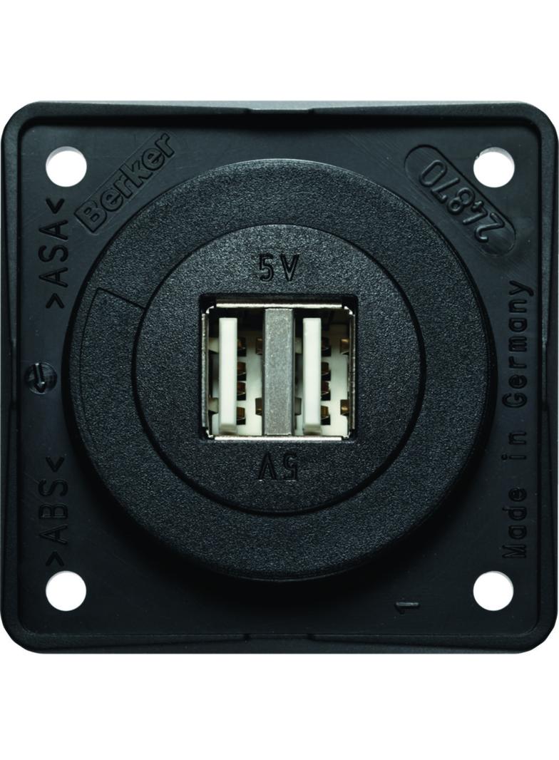 Integro Gniazdo USB ładowania podwójne, 12V, 3A; antracyt mat, mechanizm czarny