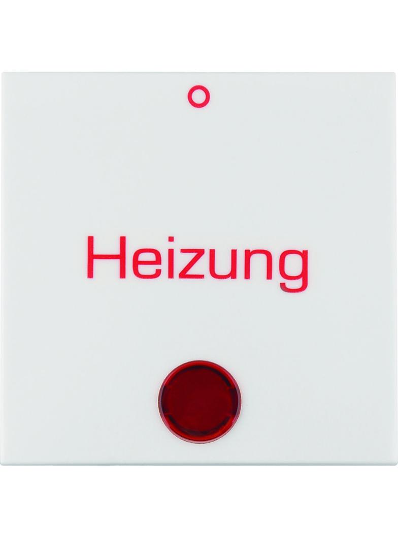 Berker B.Kwadrat Klawisz z soczewką i nadrukiem  Heizung  i  0 , biały połysk
