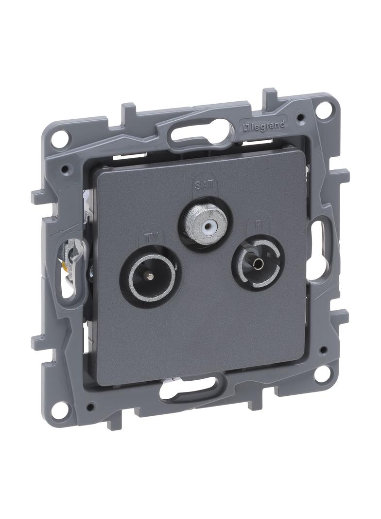 NILOE SELECTION - GNIAZDO TV-RD-SAT PRZELOTOWE 14 DB STAL, Legrand