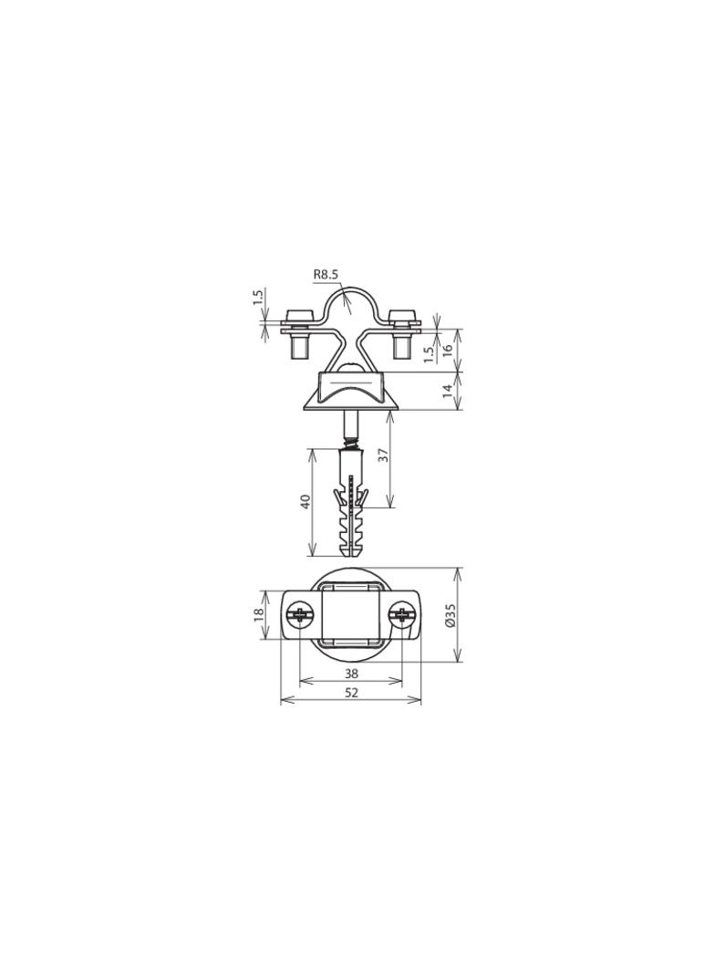Wspornik DEHNhold do iglic 16 mm, z kołkiem M8x50 mm, NIRO