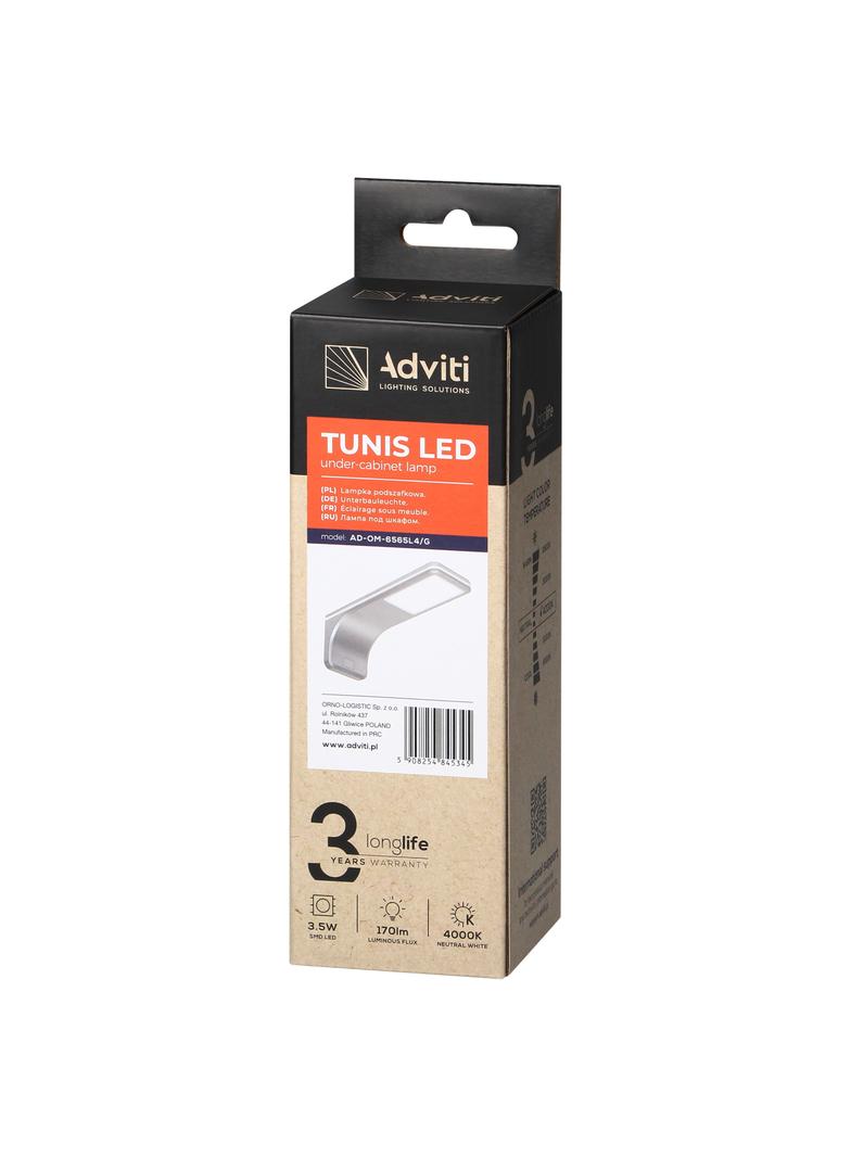 TUNIS lampka podszafkowa 3,5W, 170lm, 4000K, szara