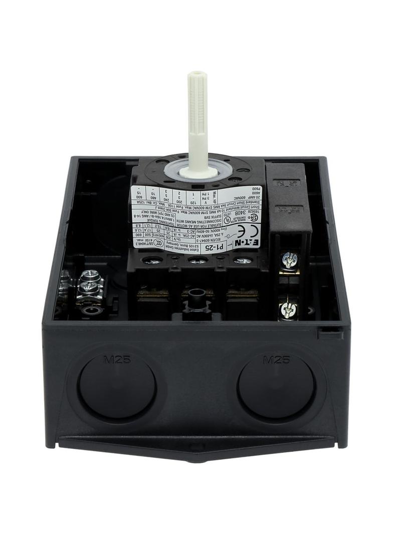 Łącznik krzywkowy 0-1 3P 25A 1Z 1R w obudowie IP65 P1-25/I2/SVB-SW/HI11 207295 EATON