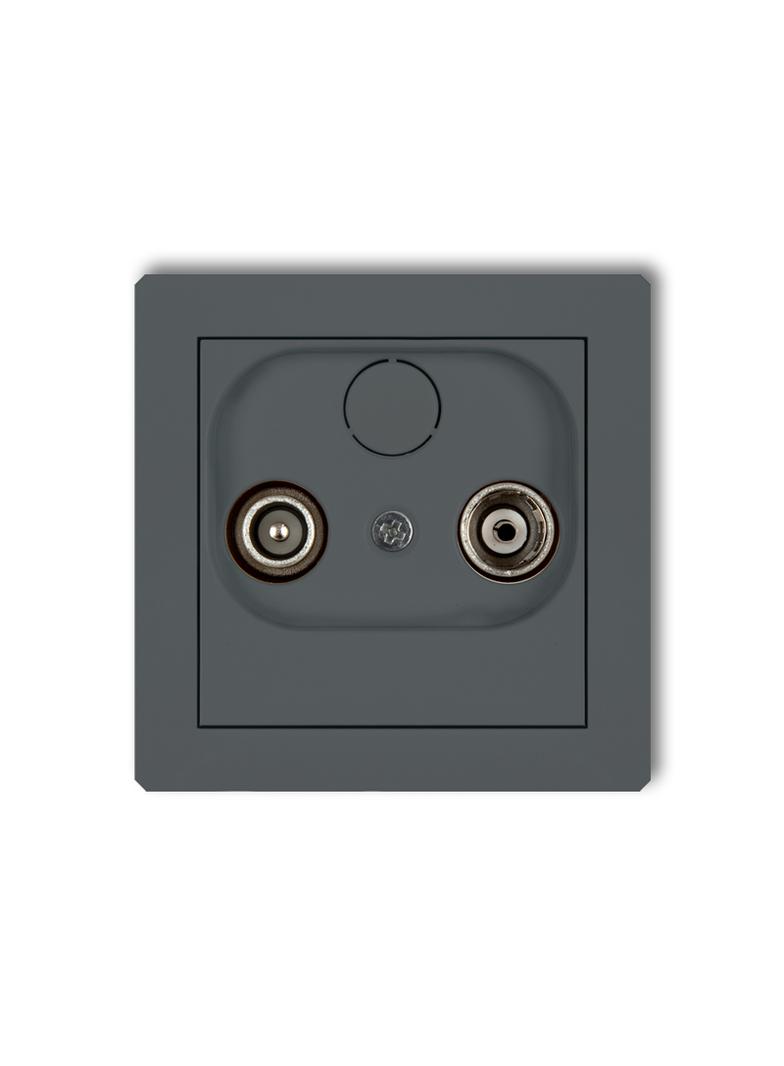 DECO Mechanizm gniazda abonenckiego RTV przelotowego 15dB grafitowy mat