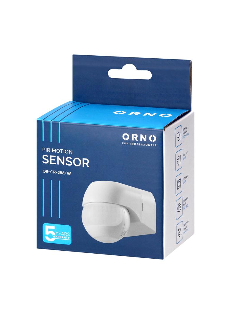 Czujnik ruchu 180° IP44, 800W, max 15m, mini, biały