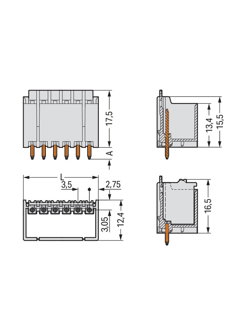 Wtyk picoMAX raster 3,5mm 8‑biegunoweunowy z prostymi pinami lutowniczymi 2091‑1408 /100szt./ WAGO