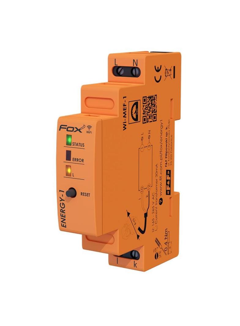 Monitor energii elektrycznej JEDNOFAZOWY WI-FI FOX ENERGY 1 WI-MEF-1 40A WI-MEF-1-40 F&F