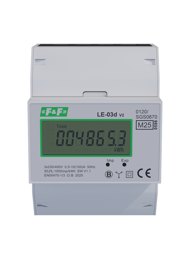 LICZNIK ENERGII ELEKTRYCZNEJ - TRÓJFAZOWY, WYŚWIETLACZ LCD, KL.1, 3X230,400V, 3X10(100A)