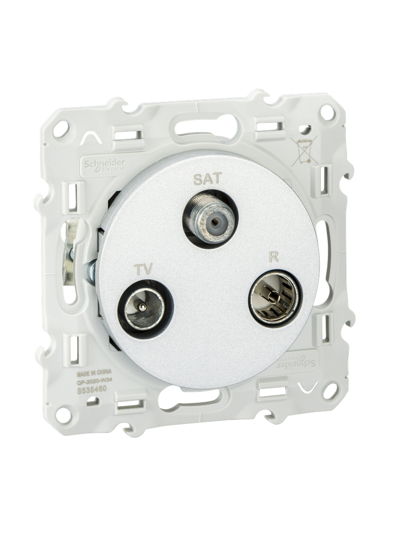 Odace gniazdo R/TV/SAT końcowe aluminium S53D460 Schneider