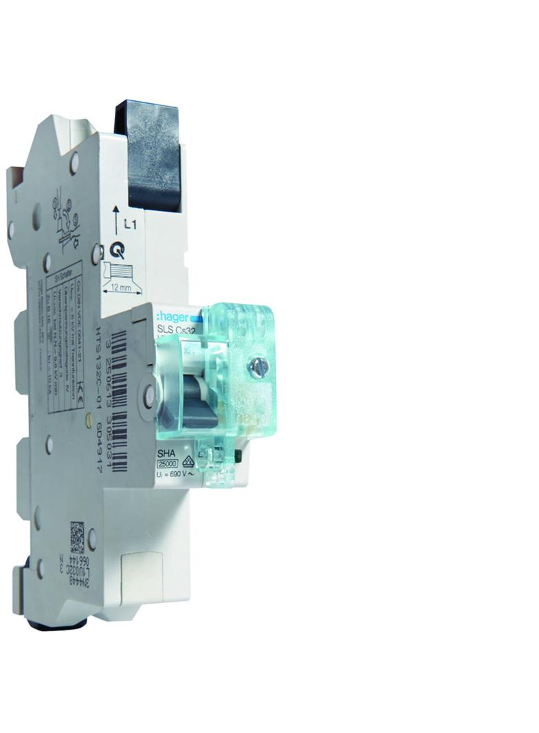 MCB SLS Wyłącznik nadprądowy selektywny 1P Cs 32 A szyny Cu 40-12x5/10mm HTS132C HAGER