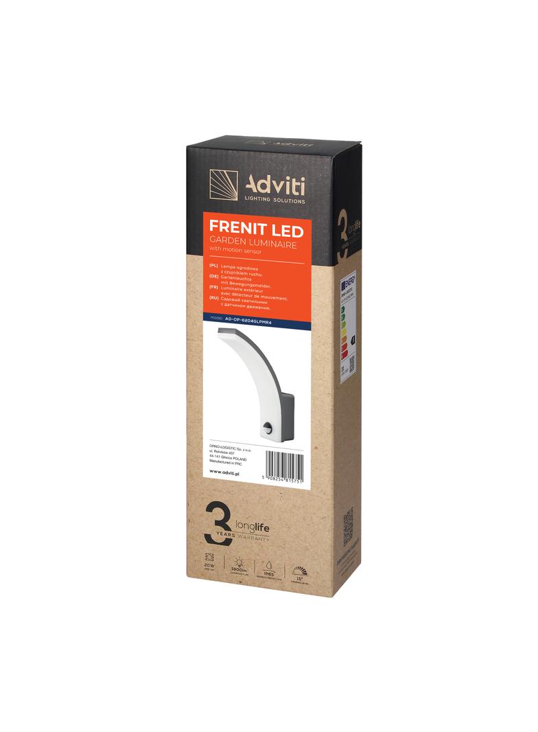 Oprawa ogrodowa LED z czujnikiem ruchu 20W 1800lm IP65 4000K funkcja przyciemnienia sza AD-OP-6204GL