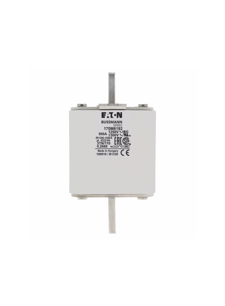 FUSE 500A 1250V 3TN/110 AR CU Wkładka szybka 500A AC 1250V rozmiar 3 76x90x139 mm aR DIN I 170M6192