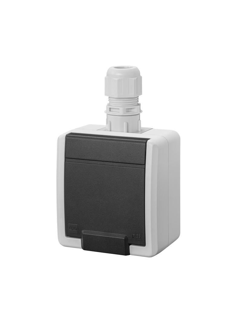 AQUANT 2K gniazdo natynkowe pojedyncze z uziemieniem 2P+Z IP 65 - kolor szary 7035/7016 5041-65 EP Nasielsk