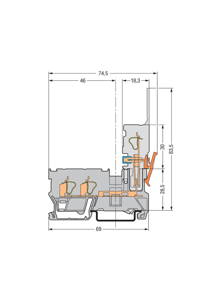 X-COM złączka bazowa 1-przewodowa/1-pinowa szara
