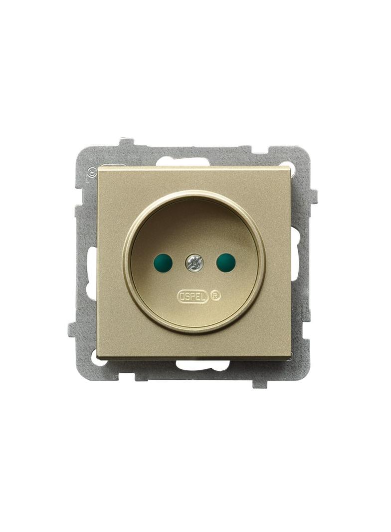 SONATA Gniazdo pojedyncze z przesłonami torów prądowych - kolor szampański złoty
