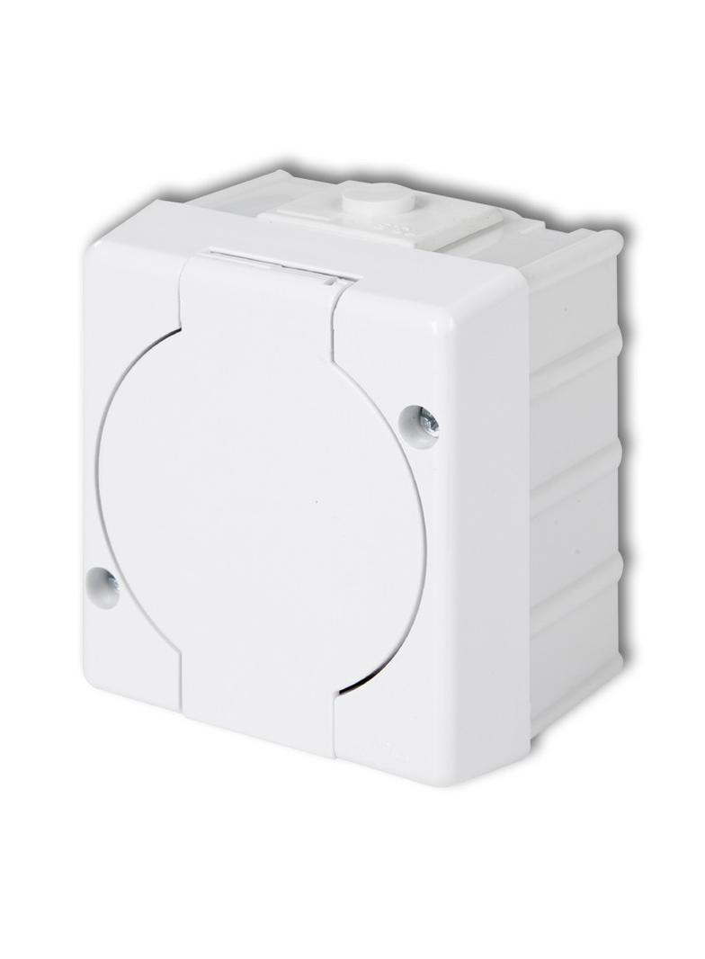 SENIOR Gniazdo pojedyncze z uziemieniem 2P+Z (klapka biała) biały