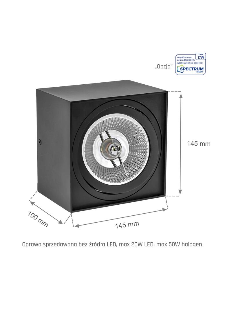 CHLOE AR111 GU10 IP20 kwadratowa czarna ruchoma