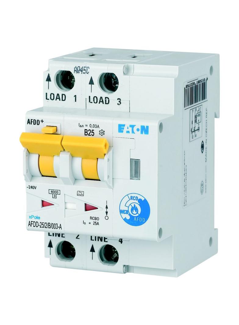AFDD-25/2/B/003-A Przeciwpożarowy detektor iskrzenia 10kA B25A 2P 30mA typ A 187225 EATON