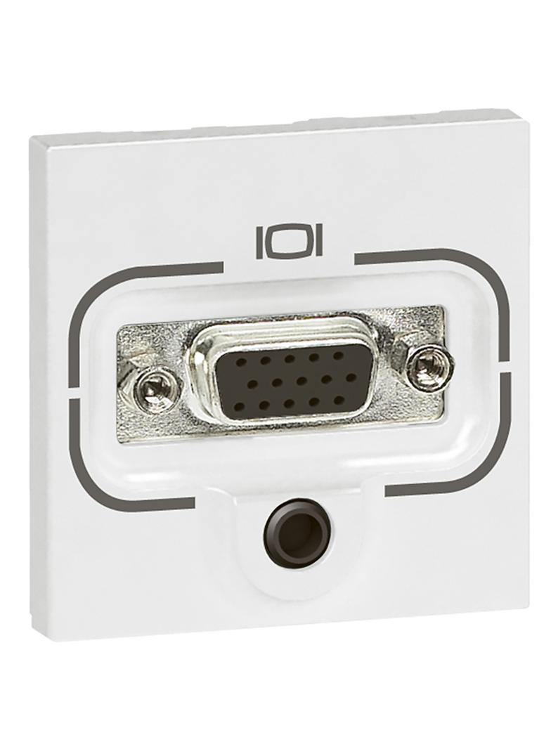 Mosaic Gniazdo Hd15 Żeńskie + Jack 3,5 Mm Złącza Śrubowe - 2 Moduły Białe 078774 LEGRAND
