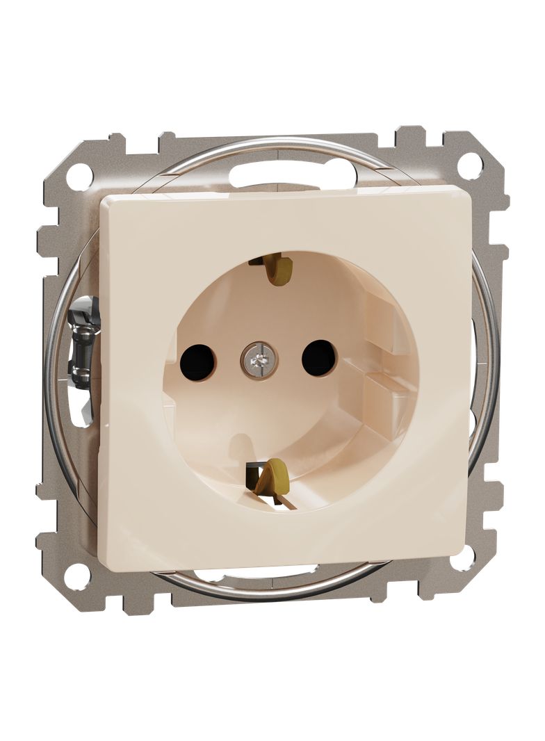 Sedna Design & Elements Gniazdo schuko z przesłonami beżowe SDD112021 SCHNEIDER
