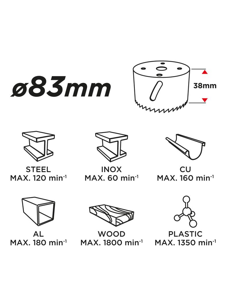 Otwornica bi-metalowa 83 mm