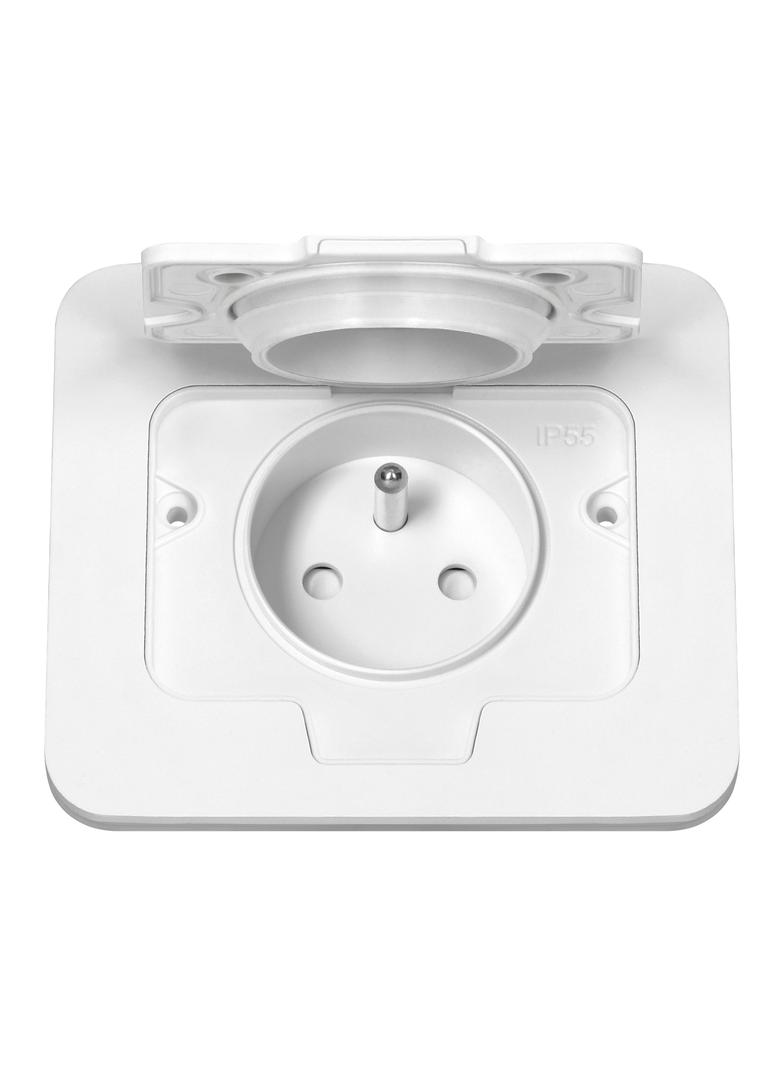 Hermetyczne gniazdo elektryczne prostokątne, IP55, 1x2P+Z(French), białe
