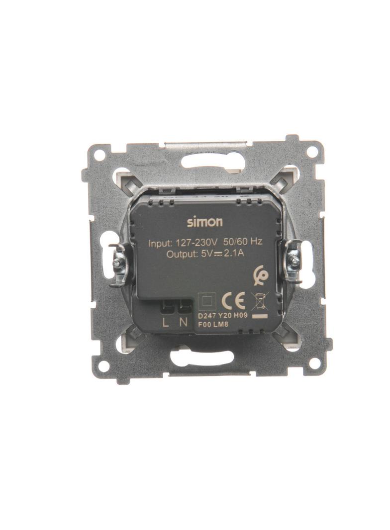Simon 54 Ładowarka 2 x USB 2.1 A 5V DC 230V złoty mat