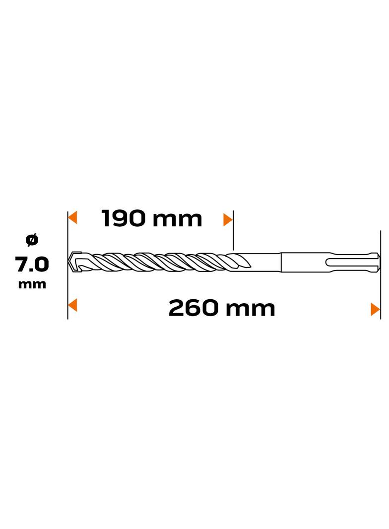 Wiertło do betonu SDS Plus, 7 x 260 mm, S4, quatro