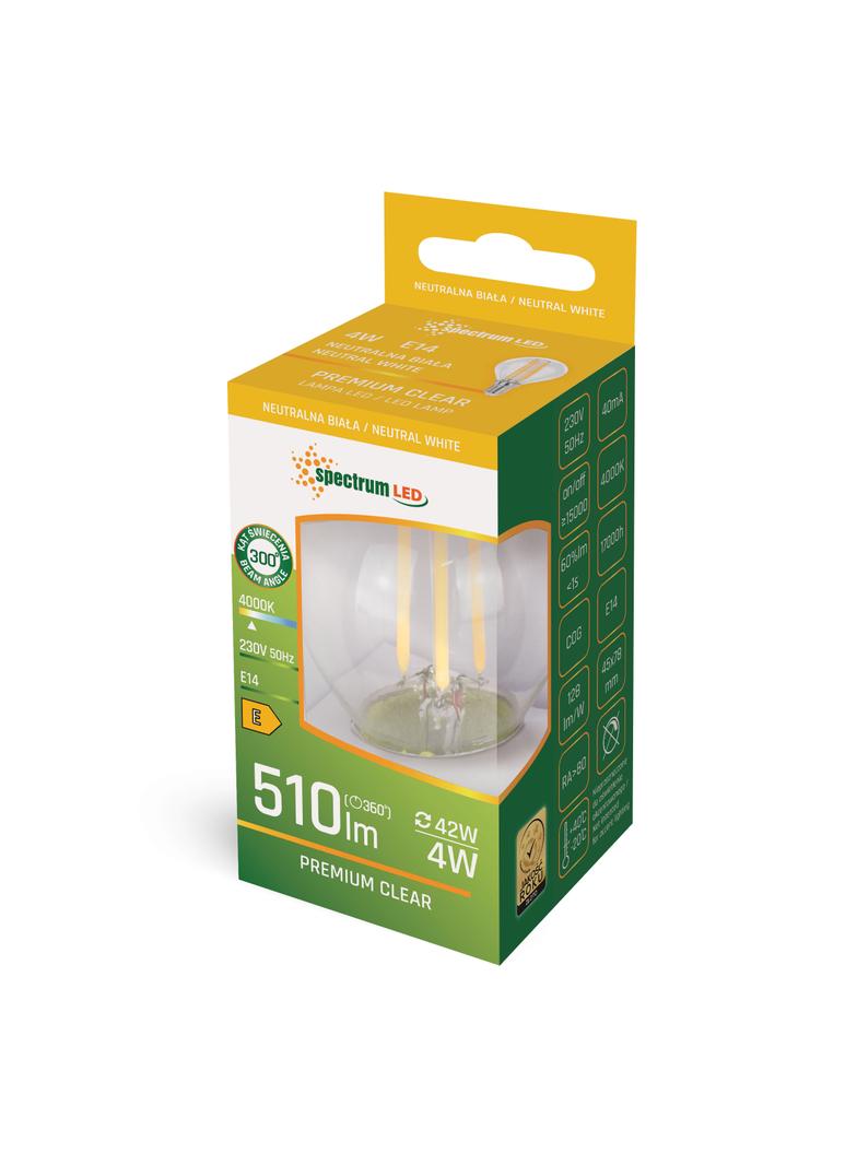 LED KULKA E-14 230V 4W COG NW CLEAR SPECTRUM