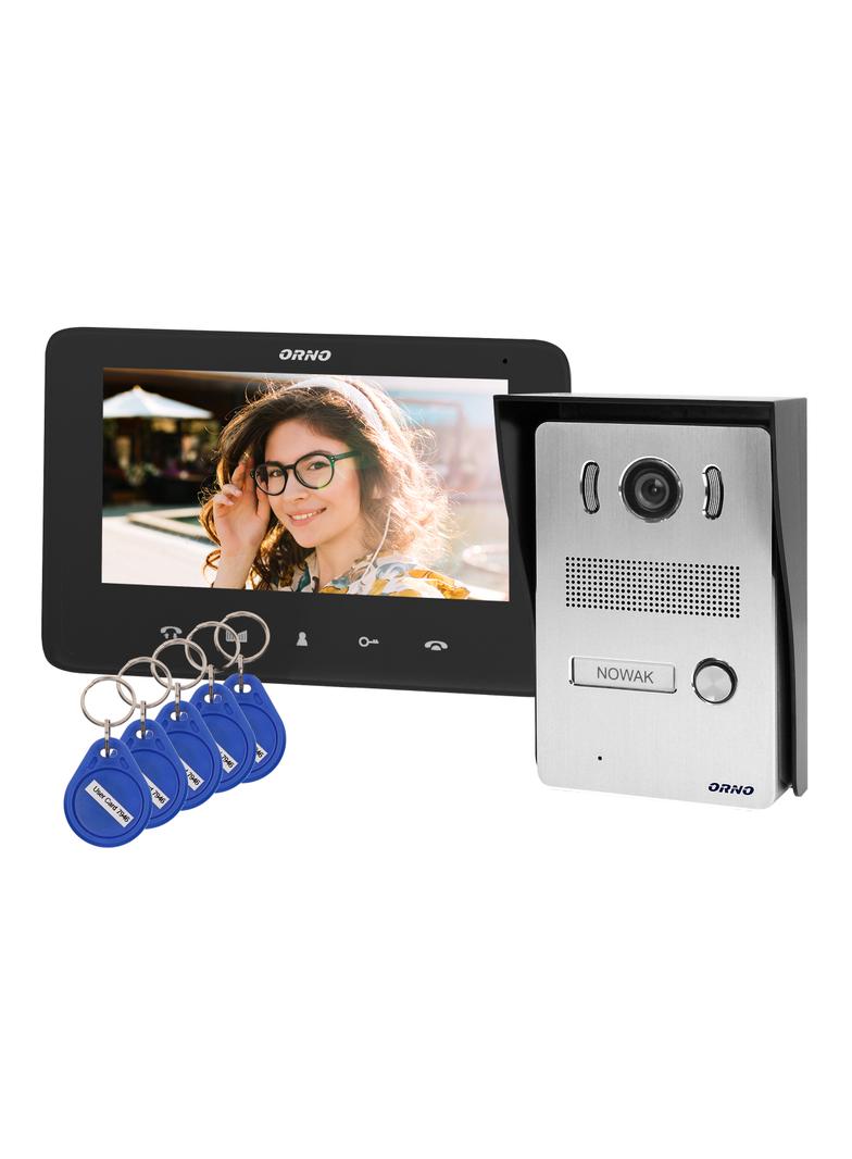 Zestaw wideodomofonowy bezsłuchawkowy kolor LCD 7" z czytnikiem breloków zbliżeniowych interkom OR-V