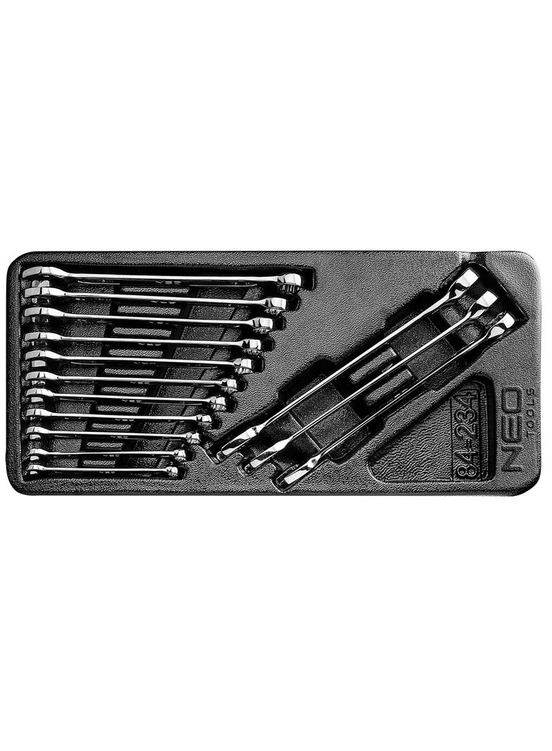 Klucze płasko-oczkowe 6-19 mm, zestaw 14 szt., wkładka