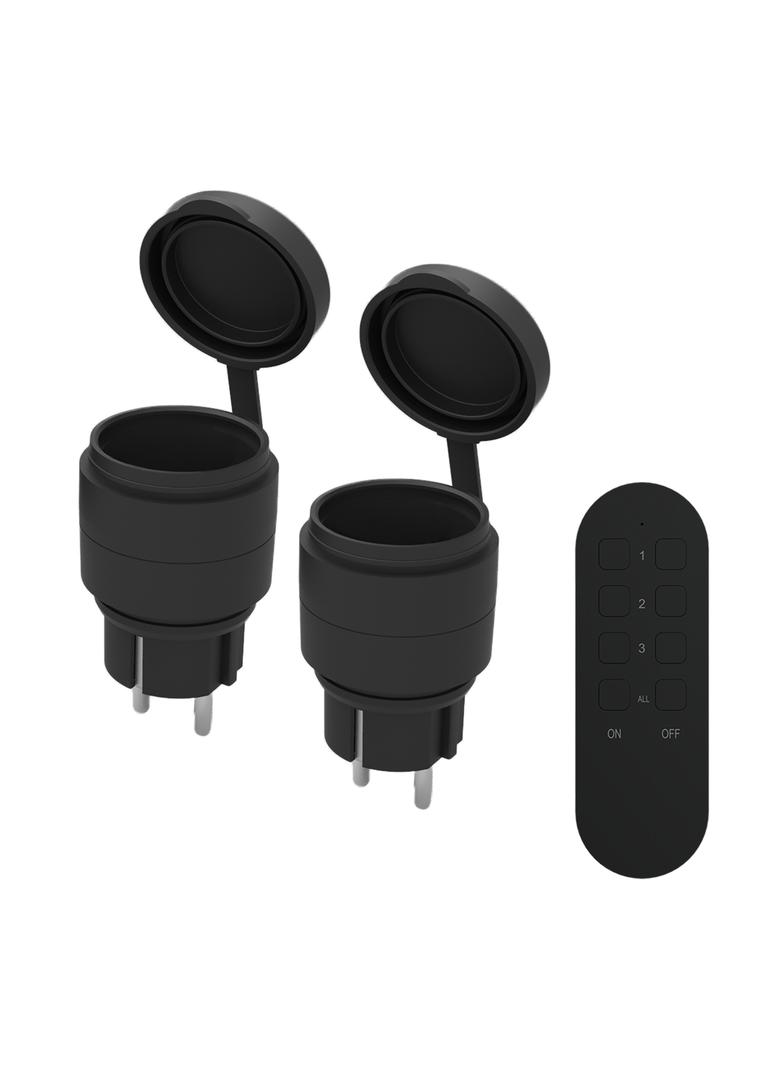 Zestaw bezprzewodowych gniazd MINI, sterowanych pilotem 2+1, 2300W, IP44
