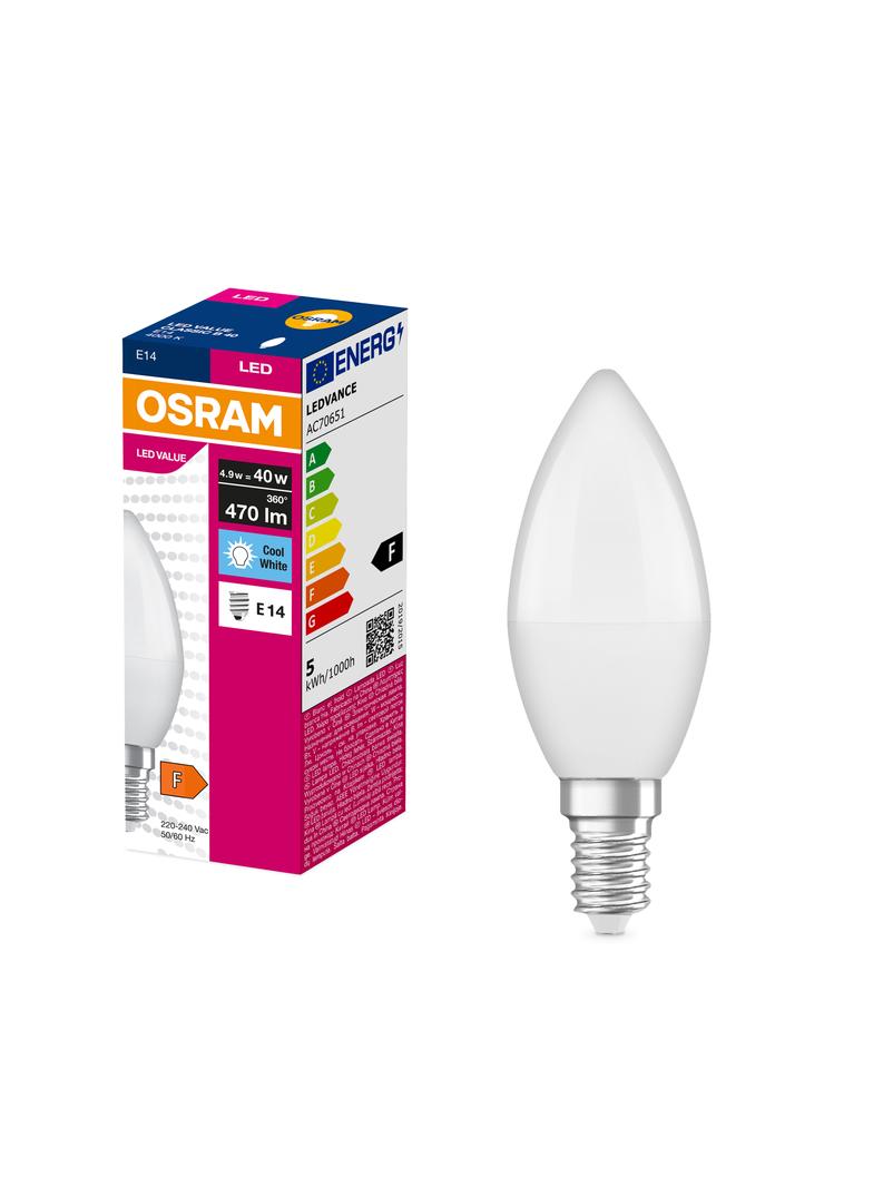 Lampa LED VALUE Classic B40 non-dim plastik 4,9W 840 E14